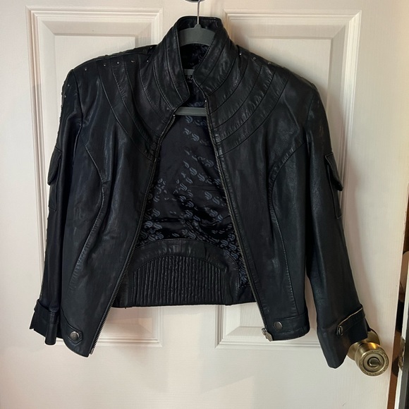 Skingraft studded moto leather jacket - Picture 3 of 6